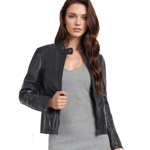 Veste en cuir véritable personnalisée pour les femmes | Vêtements d'extérieur Slim Fit pour dames à la mode | Usine de fournisseur en gros OEM ODM - Product Image 2