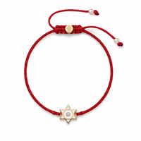 Pulseras Étnicas Profesionales B2B con Estrella de David, Esmalte Blanco, Latón Chapado en Oro de 18K, Hilo Rojo, Regalo OEM/ODM, MOQ Bajo