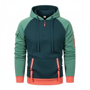 Sudadera con capucha y cremallera para hombre, Sudadera con capucha de retazos de bloque de Color personalizado, ropa de calle informal para exteriores, sudaderas deportivas con etiqueta privada - Product Image 1