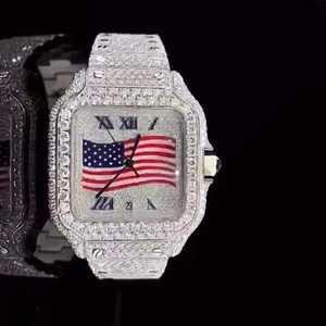 Reloj de Pulsera de Cuero con Diamantes de Moissanita Analógicos de Lujo para Hombre, 20 mm de Ancho, Forma Cuadrada de Alta Calidad, Nuevo Modelo - Product Image 1