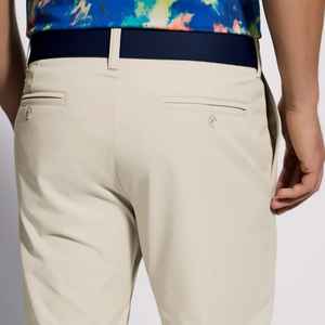 Pantalon habillé décontracté coupe ajustée pour homme Design chiné léger Devant plat Taille moyenne Motif droit Tissu peigné teint uni - Product Image 4