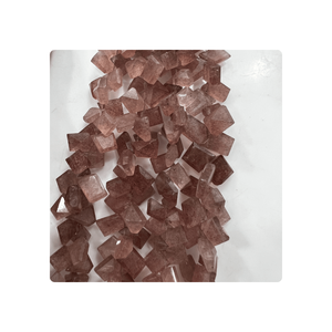 Perles de Quartz fraise rose naturel de qualité supérieure faites à la main 6-8MM pierres précieuses inégales coupées perles de pierre de forme fantaisie pour la fabrication de bijoux - Product Image 5