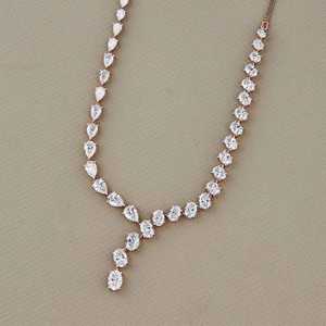 Multi-Shape 14K <b>Gold</b> Tennis Lab Grown Diamond Choker Unique Wedding Necklace with Oval Pear Cut Diamond - Product Image 2