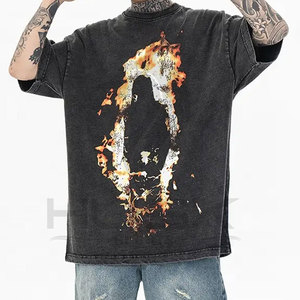 Camiseta gráfica de algodón de verano, camiseta personalizada con lavado ácido desgastado, camisetas de gran tamaño con estampado DTG para hombres - Product Image 4