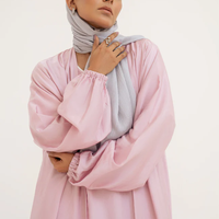 Robe de soirée classique et modeste style Abaya 2024, rose en organza perlé, avec traîne chapelle, longueur cheville, pour femme musulmane, idéale pour l'Aïd