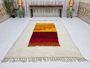 Custom Handwoven Moroccan Beniourain Abstract <b>Sheep</b> Wool Carpet Modern Style Ivory Mustard Rug for Home Hotel Office Use - Product Image 6