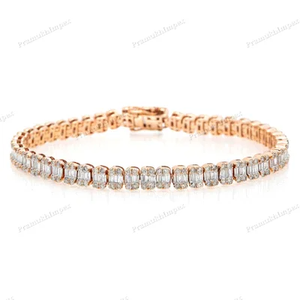 Pulsera de tenis de Plata de Ley 925, chapado en oro rosa, glamuroso Moissanite con diseño brillante, joyería de Hip Hop al por mayor - Product Image 5