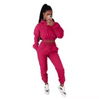 Ensemble de survêtement d'hiver avec logo personnalisé, pantalon de survêtement et sweat-shirts, hauts courts, ensemble de survêtement pour femmes, sweat à capuche