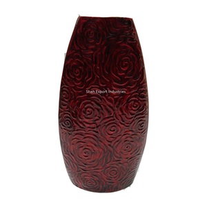 Meilleure vente de vase à fleurs en métal émail rouge fini pour la maison et le mariage vase floral fait main décoratif de table - Product Image 4