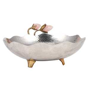 ชามเสิร์ฟอาหารสุดเจ๋งสำหรับเครื่องครัวโรงแรมร้านอาหารผลไม้แห้งชามเสิร์ฟสีทองเงินแฮนด์เมดหรืออ่างพร้อมดอกตูมกุหลาบ - Product Image 6