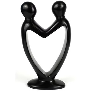 2 amantes esculturas de Metal en forma de corazón Base Circular recubierta de polvo negro decoración del hogar Decoración de mesa acento decorativo de alta calidad - Product Image 2