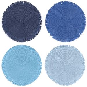 Mantel Individual Redondo de Papel con Estampado Floral Oceánico, Hecho a Mano, Tejido, Desechable y Lavable, con Logotipo Personalizado para Uso Doméstico - Product Image 1