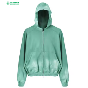 Sweat-shirts à capuche unisexes personnalisés avec fermeture éclair, 100 % coton molletonné/éponge française, respirants, séchage rapide, style vintage, protection solaire - Product Image 5