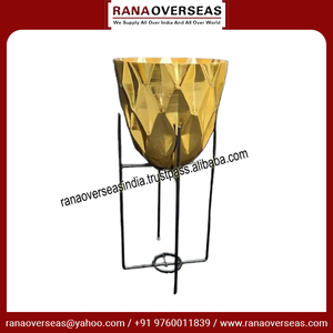 Maceta decorativa moderna de metal, gran oferta, maceta para interior y exterior con soporte, patrón de cubo de miel, macetas y macetas - Product Image 2