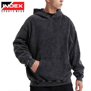 Sudadera con Capucha para Hombre Index Sportswear, Corte Holgado, Algodón French Terry, Color Sólido, con Bolsillo, Estilo Casual para Otoño - Product Image 2