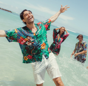 Aloha เสื้อเชิ้ตฮาวายแขนสั้นผู้ชาย, เสื้อเขตร้อนเสื้อเชิ้ตชายหาดลายดอกไม้ลำลองฤดูร้อน - Product Image 1