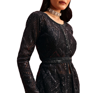 Noir Net Kurta Palazzo Ensemble En Sequin Travail En Gros Femmes Vêtements Ethniques OEM Vêtements Usine Fournisseur Personnalisé Fête De Mariage - Product Image 4