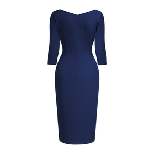 Trending manga larga sólido hendidura acanalado punto Mujer Casual sin mangas fiesta Bodycon Midi vestidos de manga larga - Product Image 3