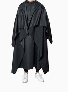 Cape de barbier imperméable noire durable en polyester pour vêtements de travail - Product Image 3