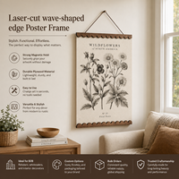 Pengait Poster Magnetik Kayu Walnut Scallop Kreatif Buatan Tangan dengan Potongan Laser Berkualitas Tinggi, Ukuran Kustom OEM, Pajangan Seni Dinding
