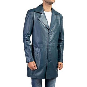 Manteau en cuir long d'affaires d'hiver pour hommes nouvelle mode manteau mince de moto manteaux en cuir de haute qualité pour hommes - Product Image 3