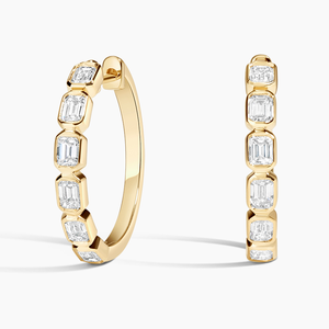 10K Gold <b>Hoop</b> Dangle <b>Earrings</b> with Lab Grown Diamonds Trendy White and Rose Gold Plated Wedding or Party Gift for Her - Product Image 1