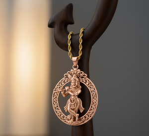 925 Silver Rhodium Link Chain <b>Necklace</b> Daily Wear Krishna Om <b>Spiritual</b> Pendant Gold Plated Trending Fashion Gift for Men Women - Product Image 3