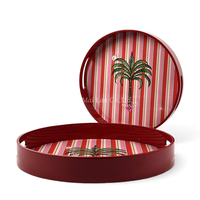Plateau décoratif floral flexible moderne en laque pour servir les aliments, présentation sur table et décoration intérieure, provenant du Vietnam