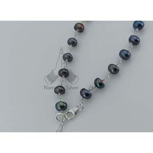 Pulsera Boho Hecha a Mano para Niñas y Mujeres, con Cuentas de Perlas Negras y Borla de Plata de Ley, para Bodas, Aniversarios y San Valentín - Product Image 4