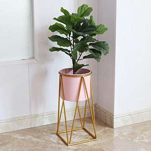 Enamel Color Tall Iron Planter with Stand Shape Decorative Metal Flower Pot for Home <b>Patio</b> & Living Room - Product Image 3