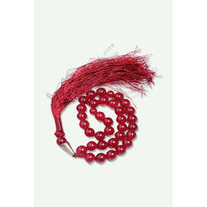 Aqeeq tasbih พร้อมลูกปัดทรงกลม33เม็ดสีแดงแบบดั้งเดิมและเครื่องประดับมุสลิม - Product Image 1