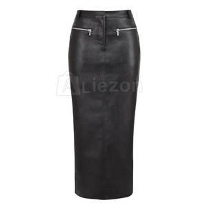 Falda delgada de cuero de longitud completa para mujer Perfecta para oficina Falda delgada para mujer para uso diario En stock - Product Image 1