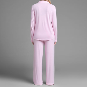 Set <span class=keywords><strong>pigiama</strong></span> da <span class=keywords><strong>donna</strong></span> a maniche lunghe con <span class=keywords><strong>camicia</strong></span> e pantaloni in jersey modal, <span class=keywords><strong>pigiama</strong></span> da <span class=keywords><strong>donna</strong></span> biologico, abbigliamento da notte sostenibile. - Product Image 6