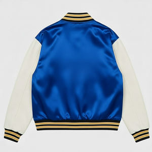 Chaqueta Bomber Varsity de Cuero con Parches y Logotipo Personalizado de Diseñador OEM de Alta Calidad para Hombre - Product Image 2