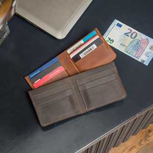 Custom Logo Premium Genuine Leather Bi-Fold Wallet Open Closure Short Foldable <b>RFID</b> Blocking <b>Purse</b> with Holder BFW-0095 - Product Image 6