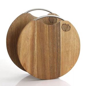 Ensemble de 3 planches à découper carrées pratiques en bois d'acacia et de mangue avec poignée - Product Image 4