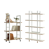 Étagère de rangement contemporaine en bois et métal à hauteur réglable pour salon, bureau à domicile, livres, jouets et poupées, couleur blanche