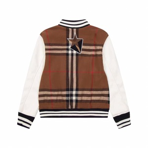 Blouson universitaire en denim de haute qualité avec imprimé tartan, broderie chenille, motif lettres, respirant, collection printemps - Product Image 5
