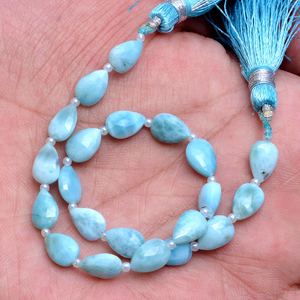 AAA Larimar 6x9mm pera Briolette Larimar piedra preciosa facetada pera cuenta Natural Larimar suelta semipreciosa cuentas de piedras preciosas para joyería - Product Image 2