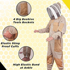 Traje de apicultura superventas al por mayor cuerpo completo cómodo mejor seguridad personalizado 100% trajes de apicultura de algodón - Product Image 4