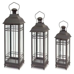 Vintage iron lantern with removable top lid and glass panels for <b>candle</b> display home decoration and gift item - Product Image 3