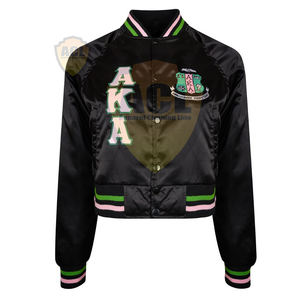 Chaqueta universitaria recortada para mujer, chaquetas universitarias de manga larga hechas en satén para mujer, precio al por mayor, superventas - Product Image 5