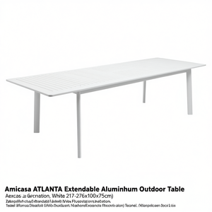 Amicasa ATLANTA Mesa Extensible de Aluminio para Exterior Blanca (217-276x100x75cm) - Product Image 2