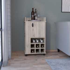 Fraser Holz-und Metall barwagen mit sechs eingebauten Wein regalen und Rollen - Product Image 2