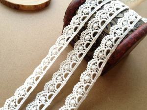 Bordure en dentelle de coton de style vintage, bordure en coton crochet beige, bordure festonnée pour vêtements de mariage, artisanat DIY - Product Image 5