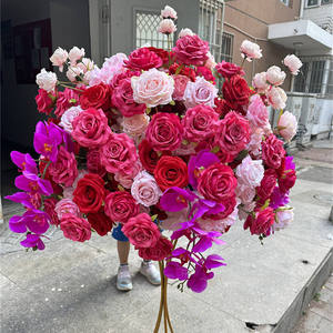 Hot Selling 40 60 80cm Super Big Wedding <strong>Table</strong> Flower Decoration High Quality Red Silk Rose and Babybreath Flower Center Pieces - Product Image 1