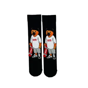 Filov Breathable Summer Ankle <b>Socks</b> for Girls Custom Logo <b>Black</b> Teddy Bear Print Soft Knitted Technique One Size Fits Daily Use - Product Image 1