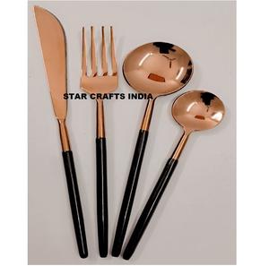 Ensemble de couverts royaux de luxe en acier inoxydable couverts de mariage écologiques avec longue cuillère et fourchette en métal brillant vintage pour le thé - Product Image 5