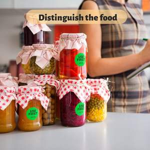 שימוש חוזר ראשון מדבקות למזון 1.5 אינץ' למסעדה דבק נשלף תוויות מזון תווית עיגול ירוק - Product Image 3