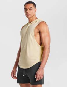 <b>Mens</b> fitted <b>sleeveless</b> workout <b>hoodie</b> gym fitness wear designed for bodybuilding training - Product Image 5